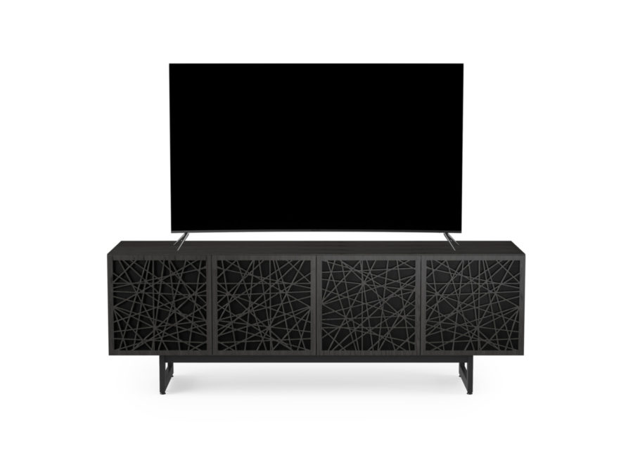 Elements 8779 Media Console Ricochet Charcoal - front view with TV