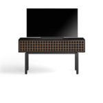 Interval 61 Media Console 7246 BDI Ebonized Ash / Natural Walnut - front view with TV