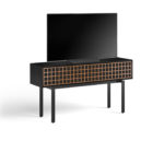 Interval 61 Media Console 7246 BDI Ebonized Ash / Natural Walnut - side view with TV