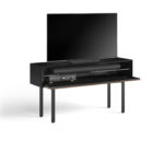 Interval 61 Media Console 7246 BDI Ebonized Ash / Natural Walnut - side with with TV door open