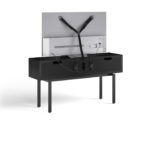 Interval 61 Media Console 7246 BDI Ebonized Ash / Natural Walnut - rear view with TV