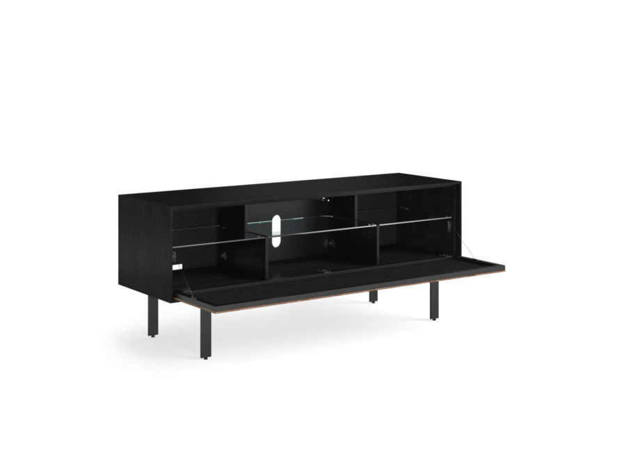 Interval 66 Media Cabinet 7247 BDI Ebonized Ash / Natural Walnut - open door