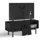 Interval 66 Media Cabinet 7247 BDI Ebonized Ash / Natural Walnut - rear view with removable shelf