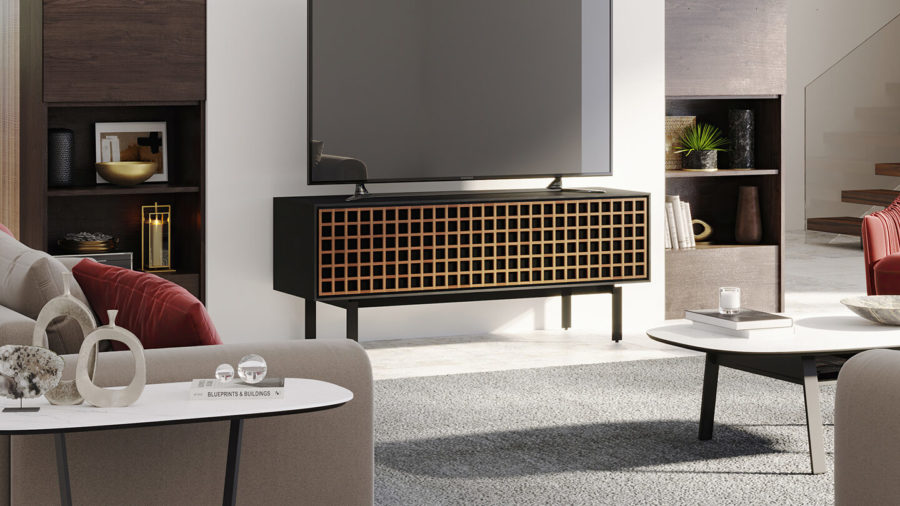 Interval 66 Media Cabinet 7247 BDI Ebonized Ash / Natural Walnut - room view