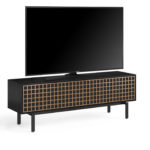 Interval 78 Media Console 7249 BDI Ebonized Ash / Natural Walnut - side view with TV