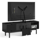 Interval 78 Media Console 7249 BDI Ebonized Ash / Natural Walnut - back view detachable board