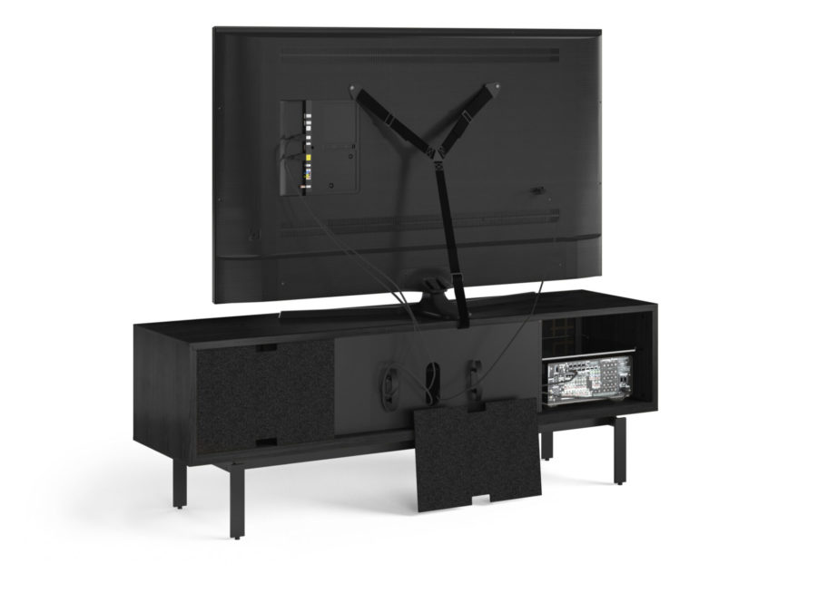 Interval 78 Media Console 7249 BDI Ebonized Ash / Natural Walnut - back view detachable board