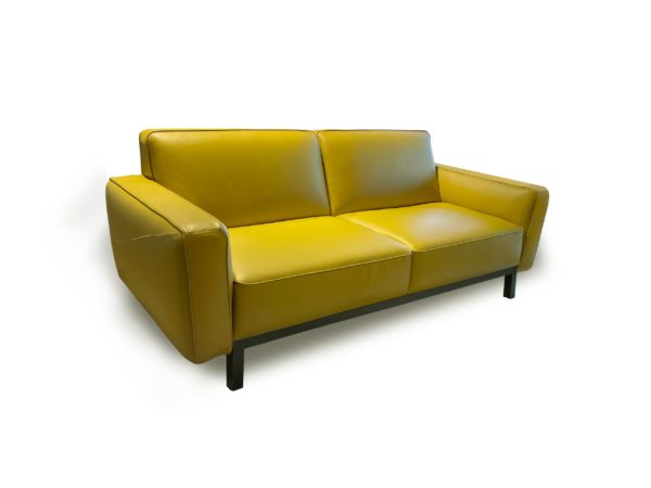 Natuzzi Editions C139 Raffinato Sofa 15D2 LeMans yellow showroom view