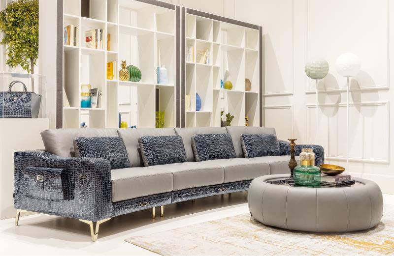 estro milano croc long sofa with ottoman