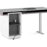 BDI 6241 Duo Desk with File storage grey - with open drawer