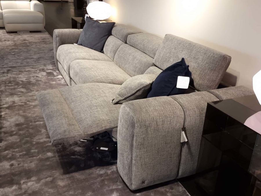 natuzzi italia balance sofa pegaso fabric warm grey - reclined seat 2