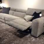 natuzzi italia balance sofa pegaso fabric warm grey - reclined seat closeup