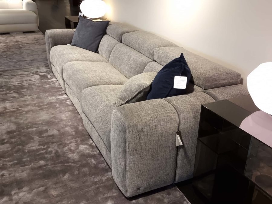 natuzzi italia balance sofa pegaso fabric warm grey - side view 2