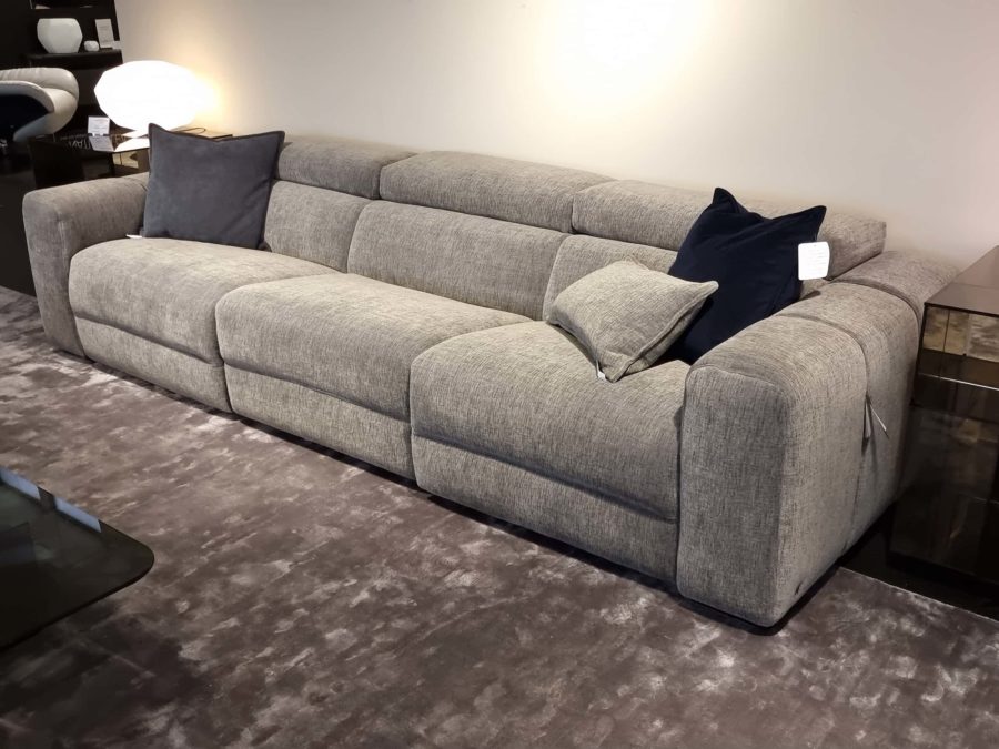 natuzzi italia balance sofa pegaso fabric warm grey - side view