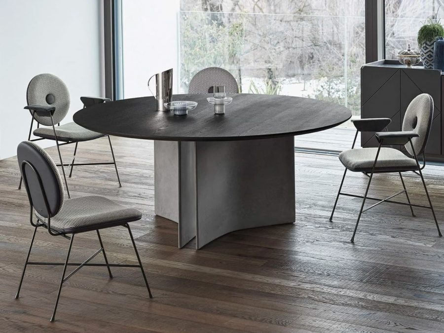 Bontempi - Magnum Round Table with Charcoal Oak top