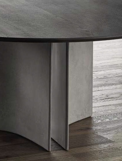 Bontempi - Magnum Round Table with Charcoal Oak top - closeup