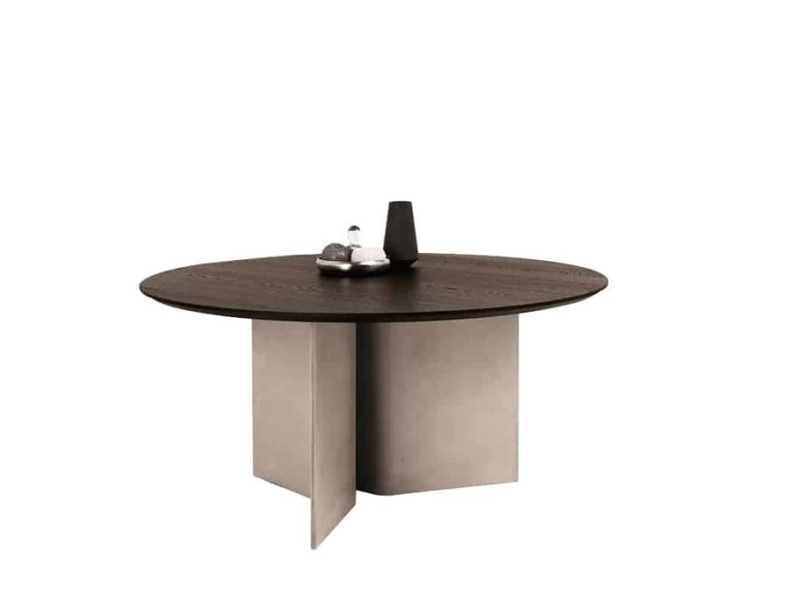 Bontempi - Magnum Round Table with Charcoal Oak top - on white background