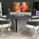 Bontempi - Magnum Round Table with Charcoal Oak and Lazy Susan - showroom view