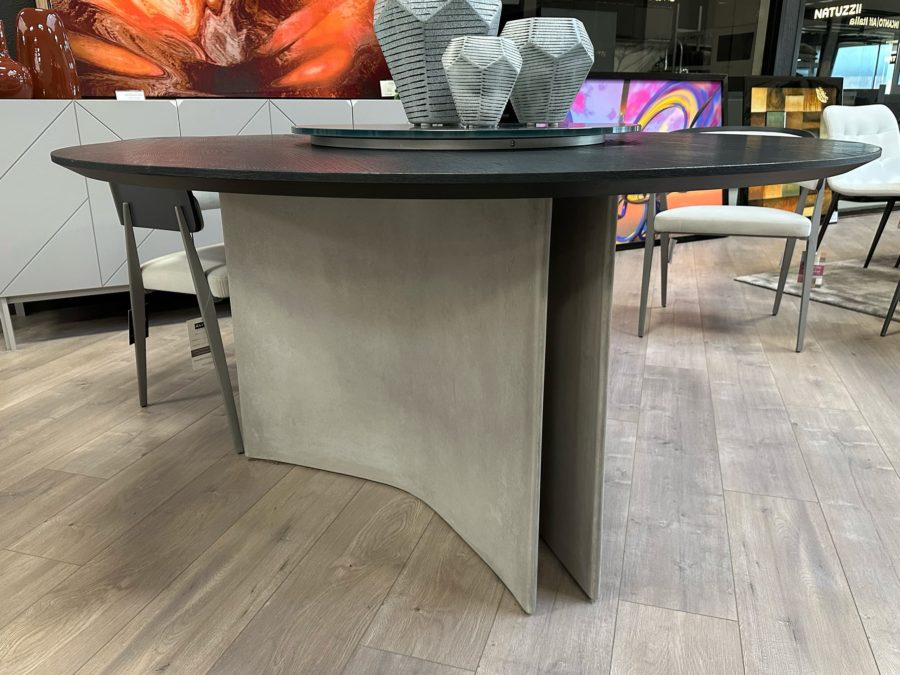 Bontempi - Magnum Round Table with Charcoal Oak and Lazy Susan - showroom view 2