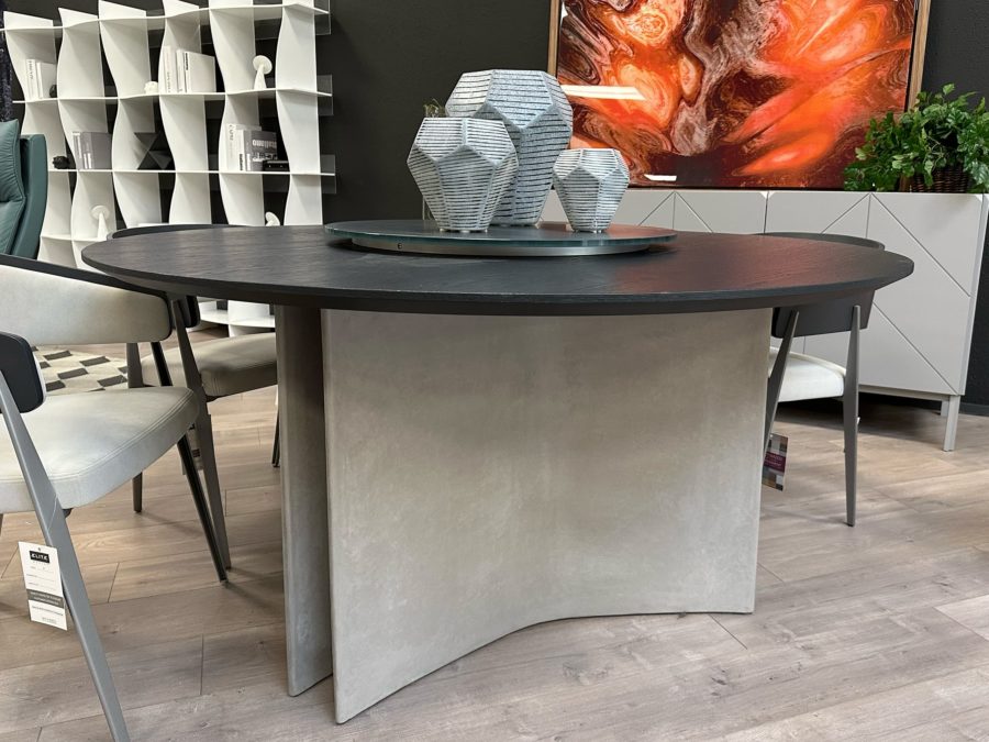 Bontempi - Magnum Round Table with Charcoal Oak and Lazy Susan - showroom view 3