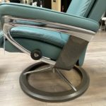 Stressless Aura Signature Small Paloma Olive Green base closeup