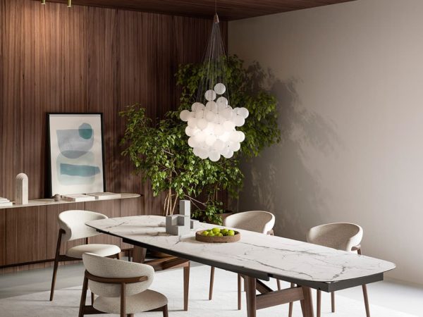 Calligaris Abrey rectangular dining table with marble top cs4127-FS_P15L_P87W_cs2041_SLS_cs7255 side view