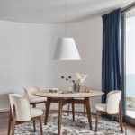 Calligaris Abrey round dining table with marble top cs4127-FS_P15L_P87W_cs2041_SLS_cs7255 side view
