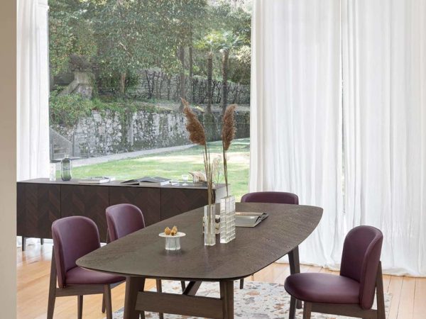 Calligaris Abrey rectangular dining table with wooden top cs4127-FS_P15L_P87W_cs2041_SLS_cs7255 side view