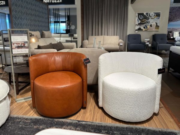 Estro Milano Emma IS419 Swivel Chairs White and Cognac