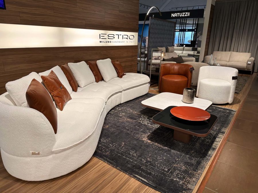 Estro Milano Vela 3pc Sectional White and Emma Armchairs