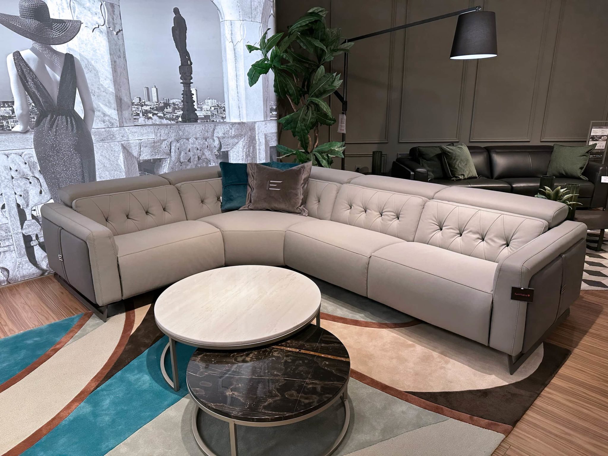 Estro Milano Windsor 4PC Sectional Light Grey Furnitalia Contemporary Italian Furniture Showroom