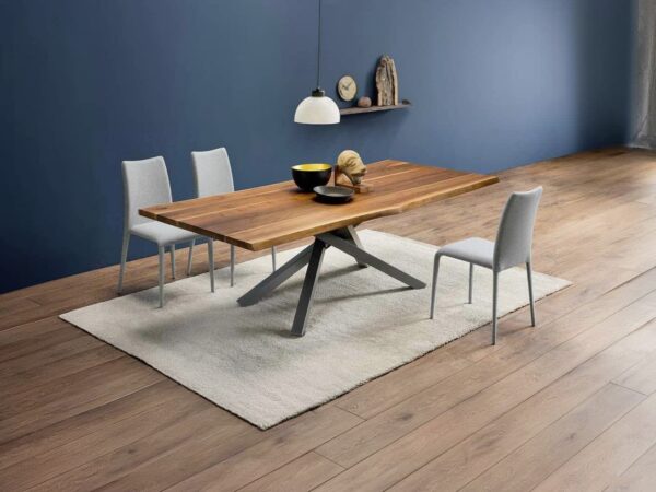 Bontempi Artistico Dining Table Walnut Top Lacquered Metal Legs