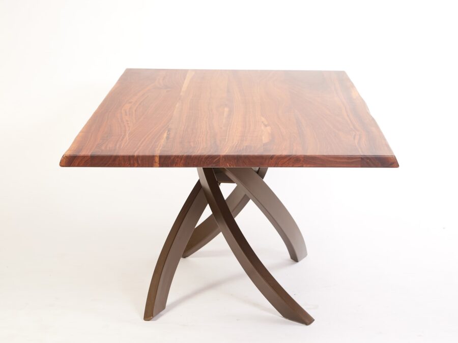 Bontempi Artistico Dining Table Walnut Top Lacquered Metal Legs - Side View