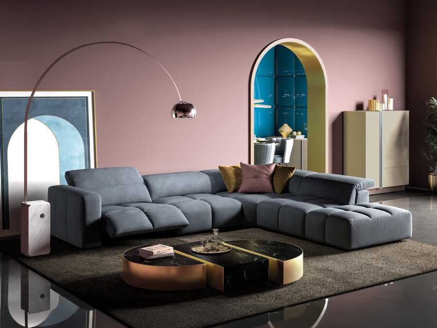 Estro Milano Madison 5pc Sectional Blue Pacific
