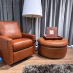 Estro Milano Vela Ottoman and Francis Armchair Cognac