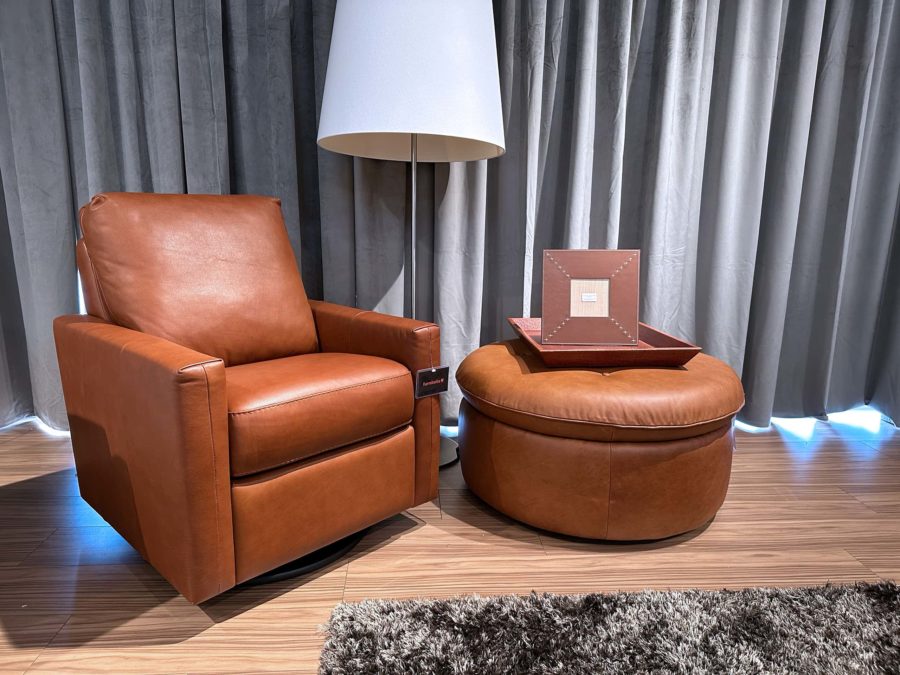 Estro Milano Vela Ottoman and Francis Armchair Cognac