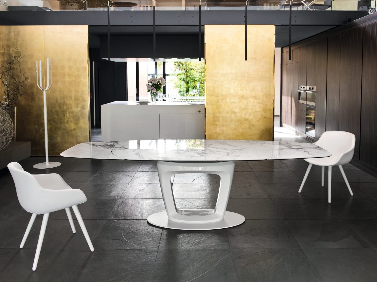 Calligaris Orbital Dining Table White Marble Furnitalia