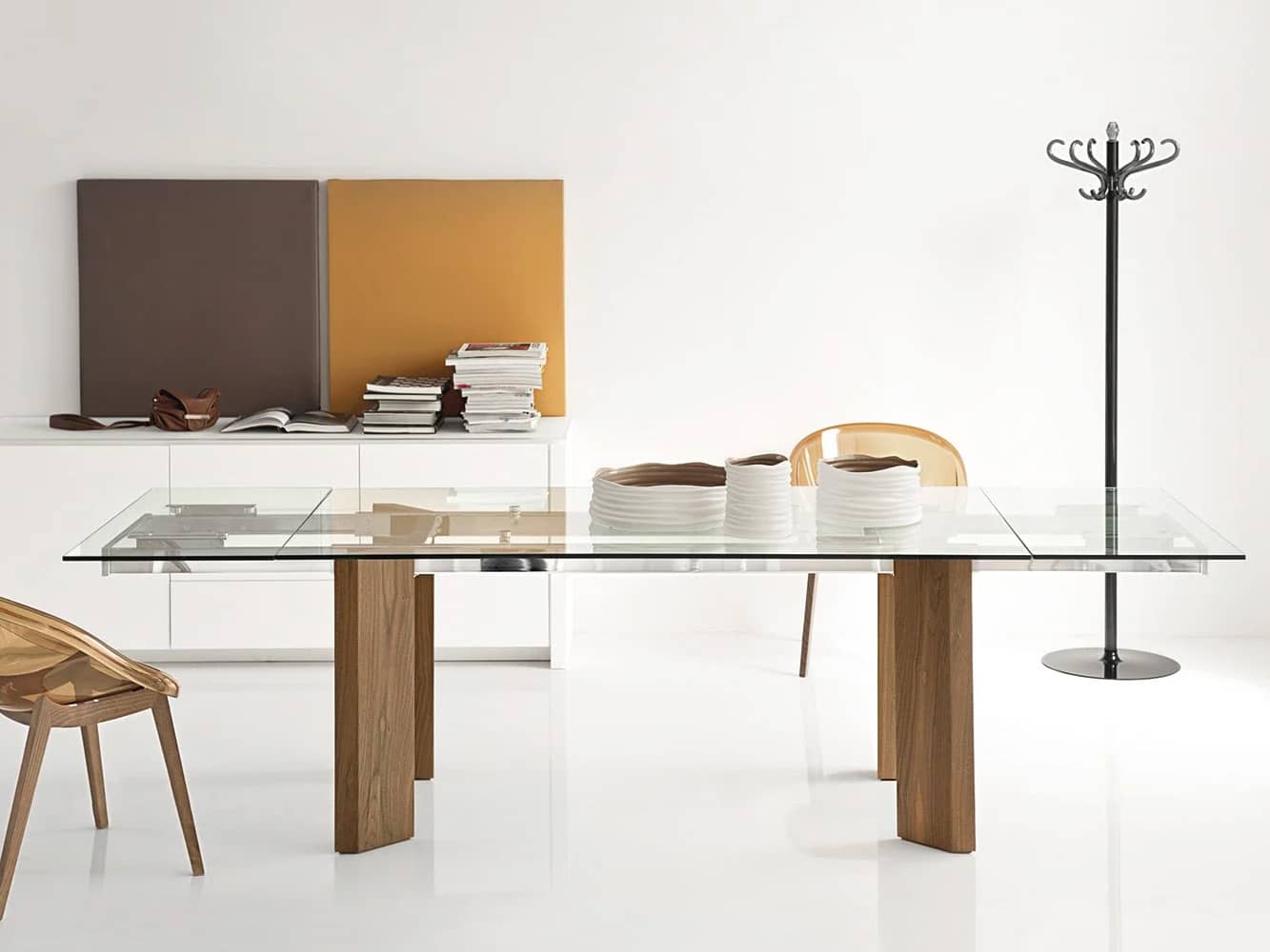 Calligaris Tower Extendable Dining Table Glass Top - Furnitalia ...