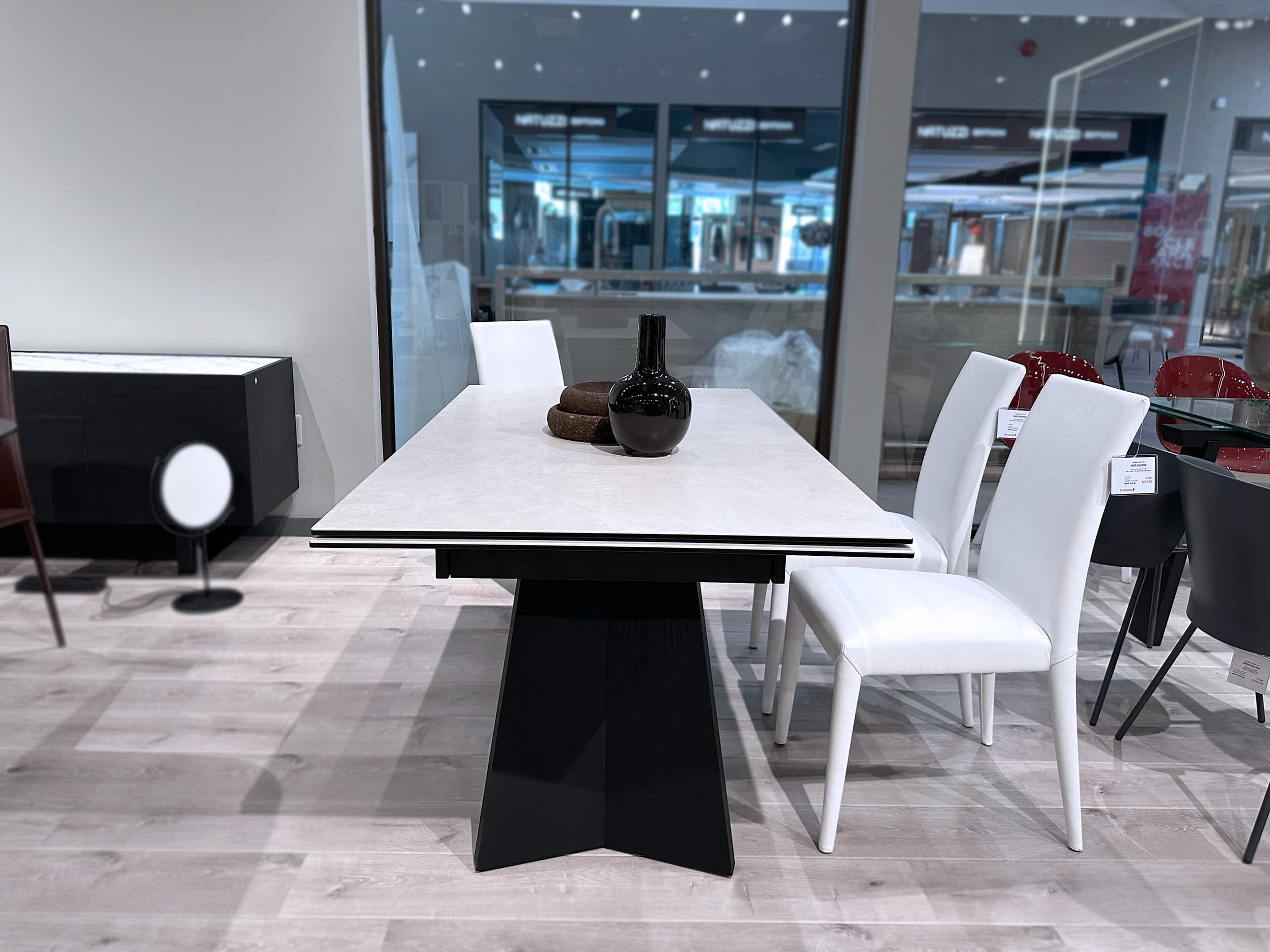 calligaris icaro ext table salt white with matt black frame