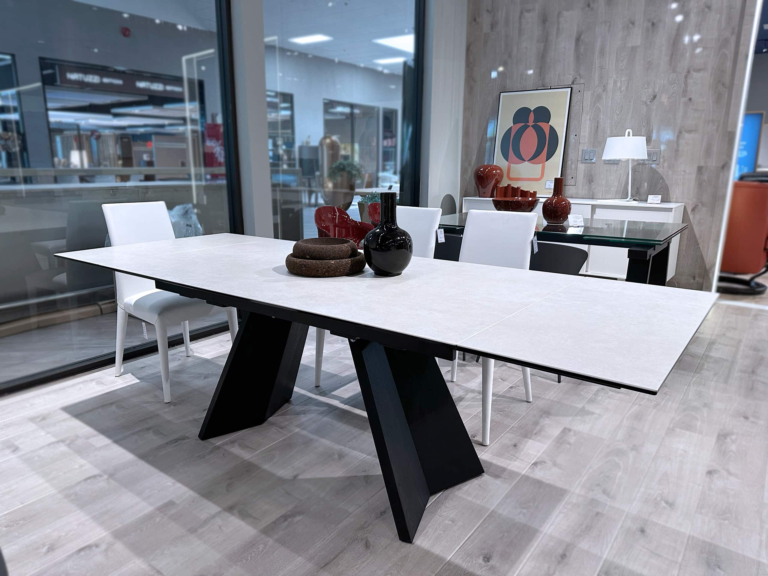 calligaris icaro ext table salt white with matt black frame