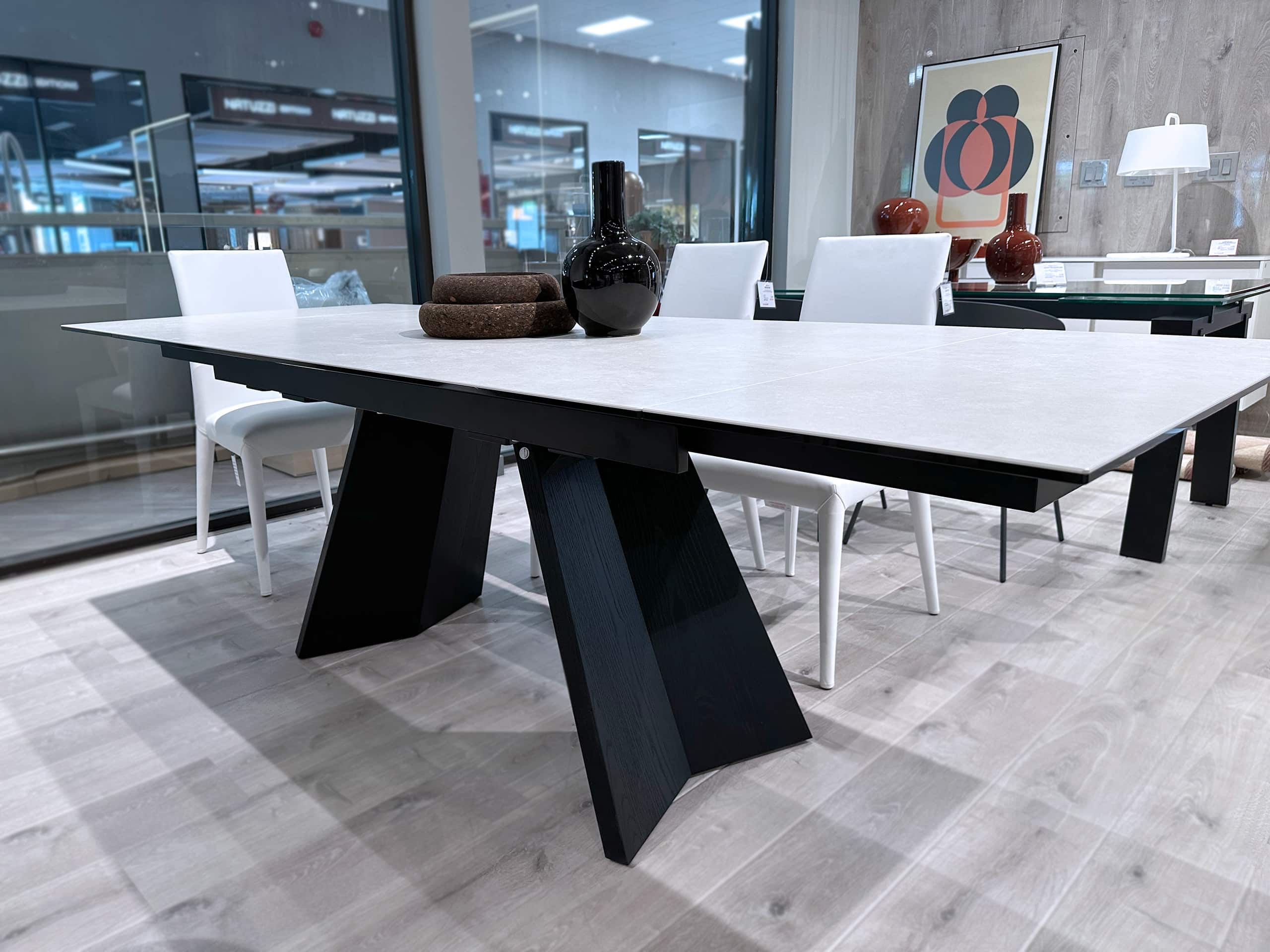 calligaris icaro ext table salt white with matt black frame