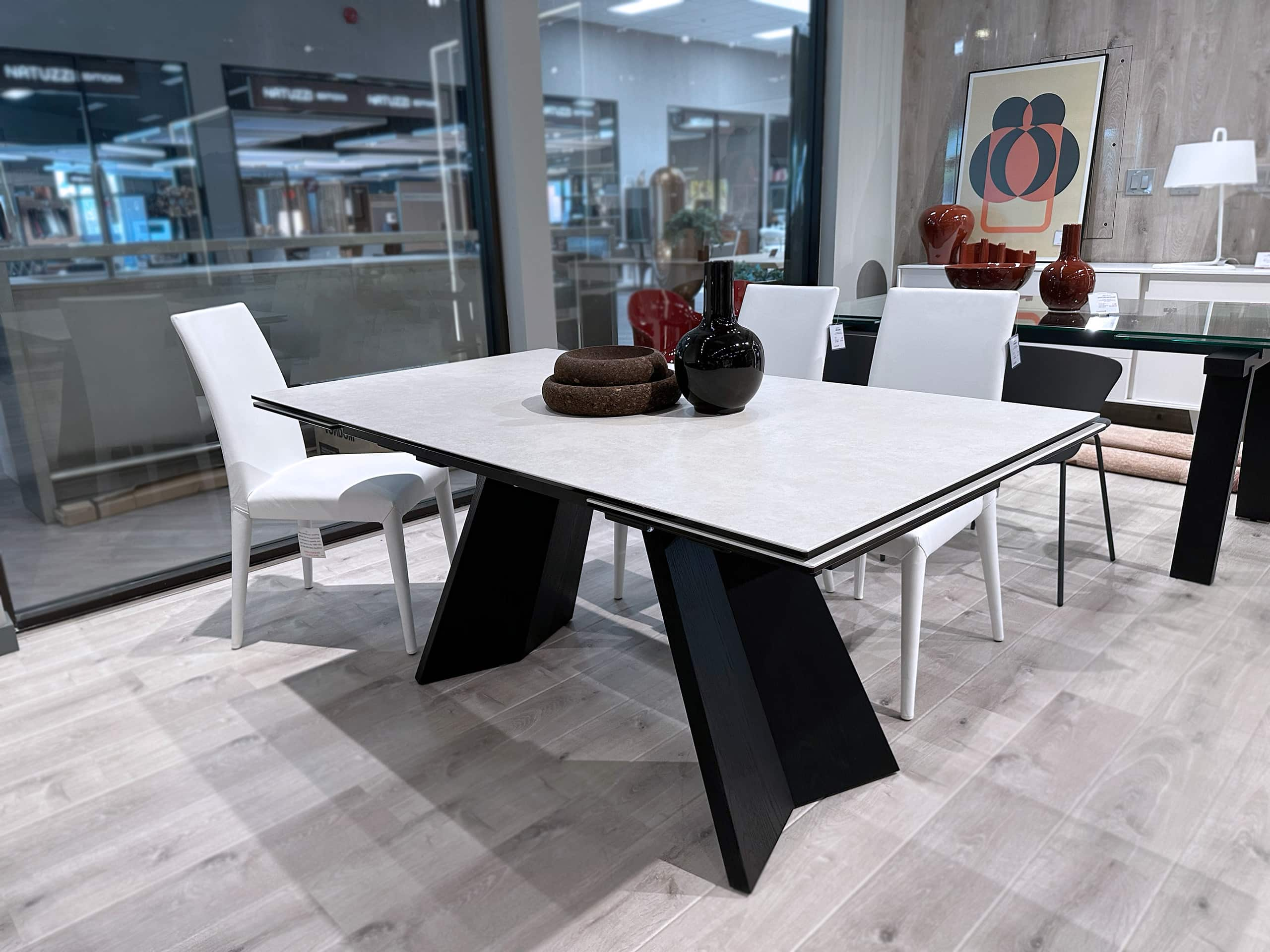 calligaris icaro ext table salt white with matt black frame