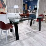 calligaris levante ext table clear glass and matt grey frame