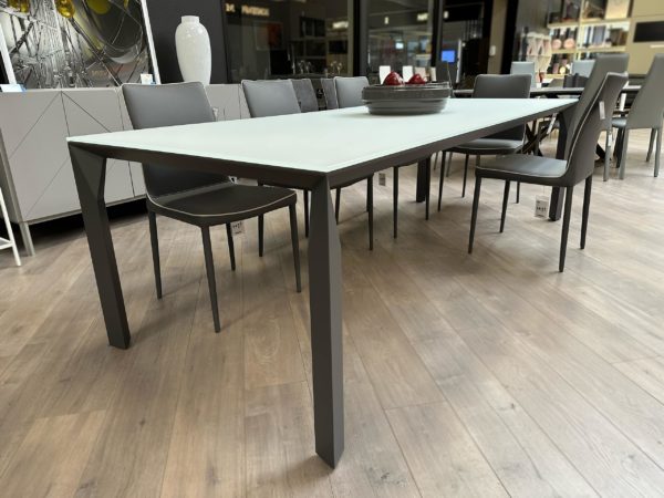 Bontempi - Mirage Dining Table White Velvet Glass 2