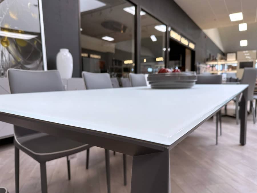 Bontempi - Mirage Dining Table White Velvet Glass 5