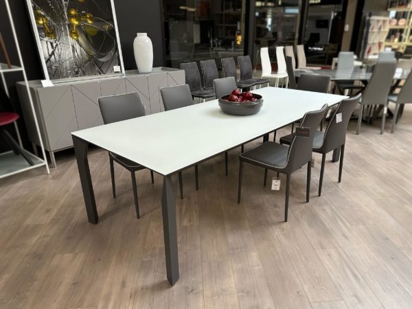 Bontempi - Mirage Dining Table White Velvet Glass