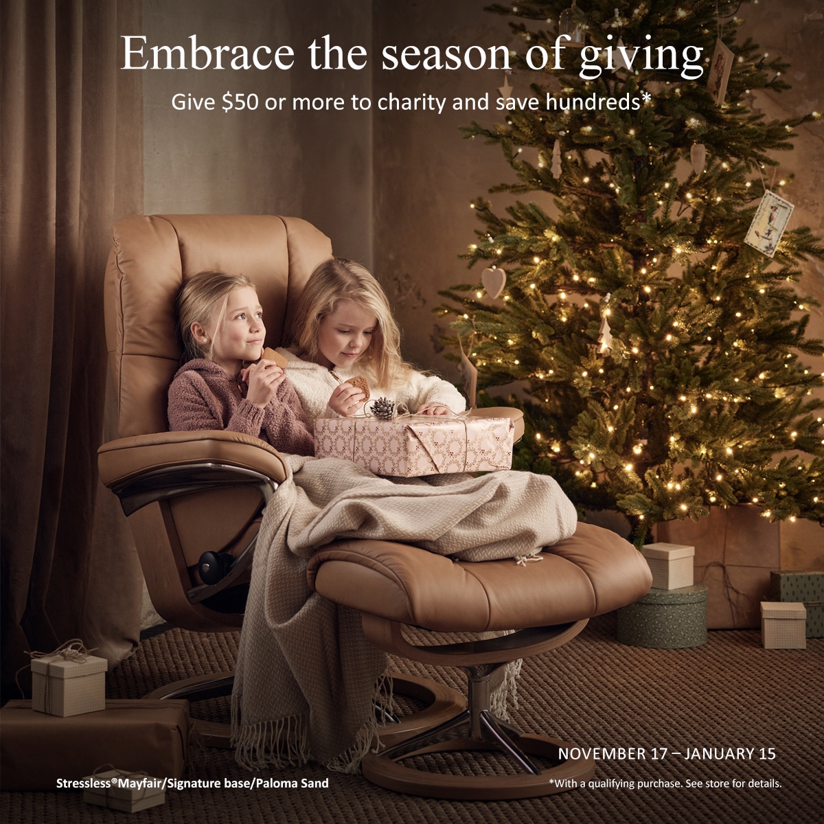 Stressless® Charity Promo - Give $50 to charity and Save Hundreds on Stressless®!