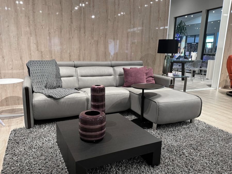 Stressless Emily Power Sofa with Chaise Silver Grey