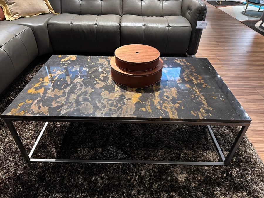 Estro Milano - Amy Coffee Table Black Marble and Yellow Pattern 2