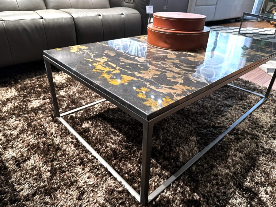Estro Milano - Amy Coffee Table Black Marble and Yellow Pattern 3